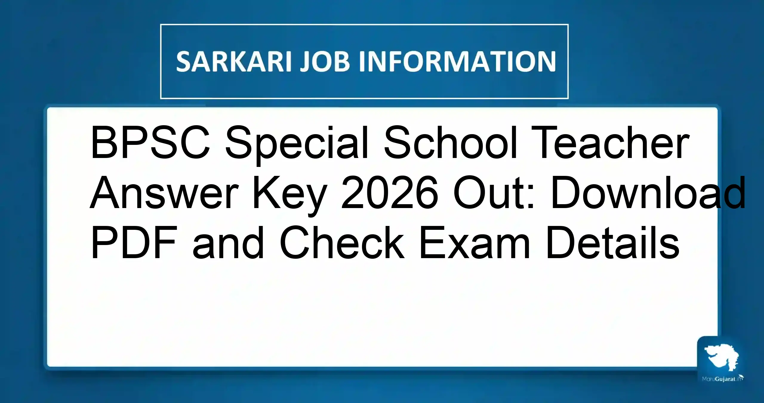BPSC Special School Teacher Answer Key 2026