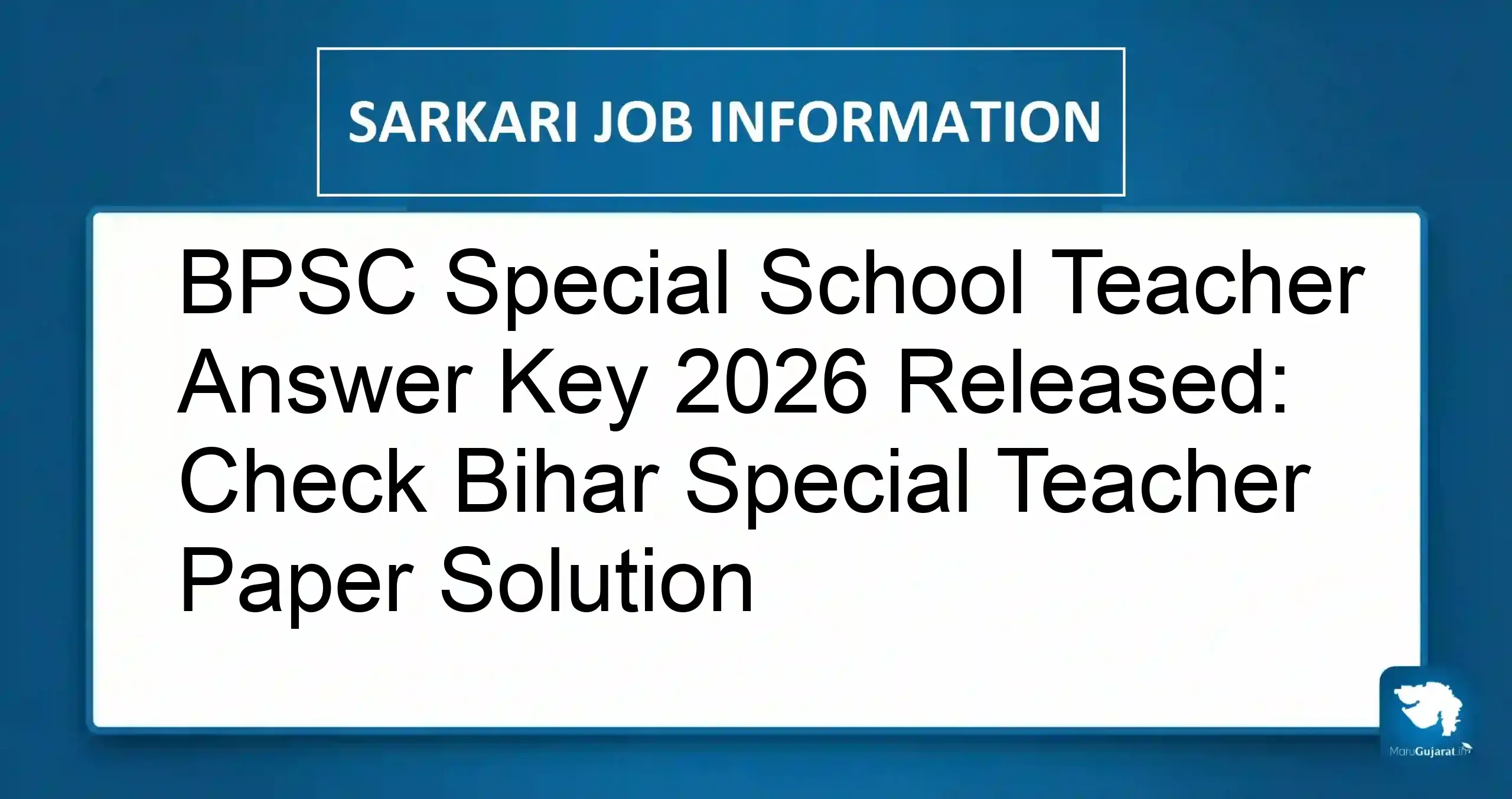 BPSC Special School Teacher Answer Key 2026