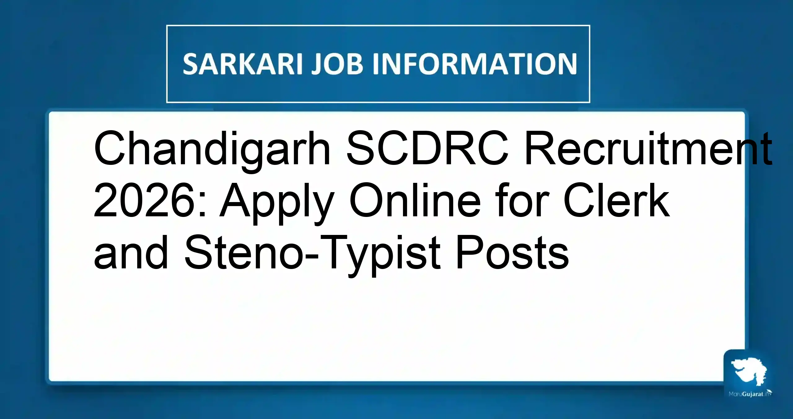 Chandigarh SCDRC Recruitment 2026