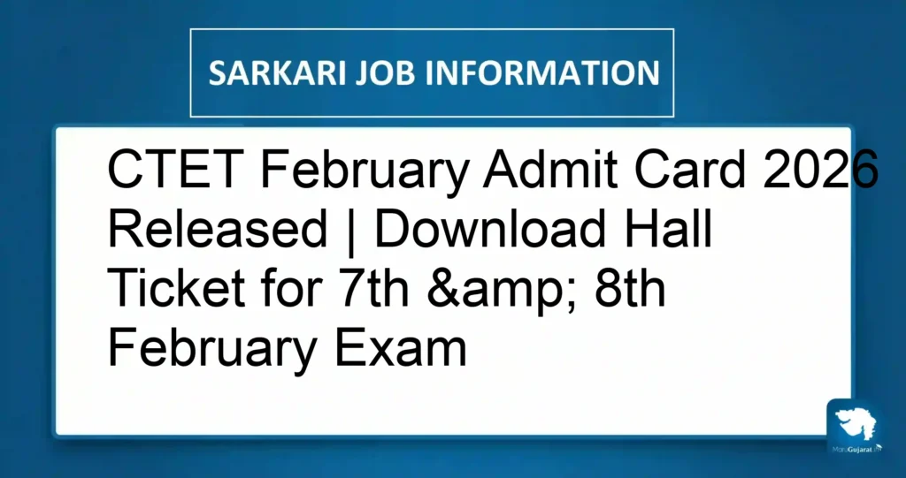 CTET February Admit Card 2026 Released | Download Hall Ticket for 7th & 8th February Exam
