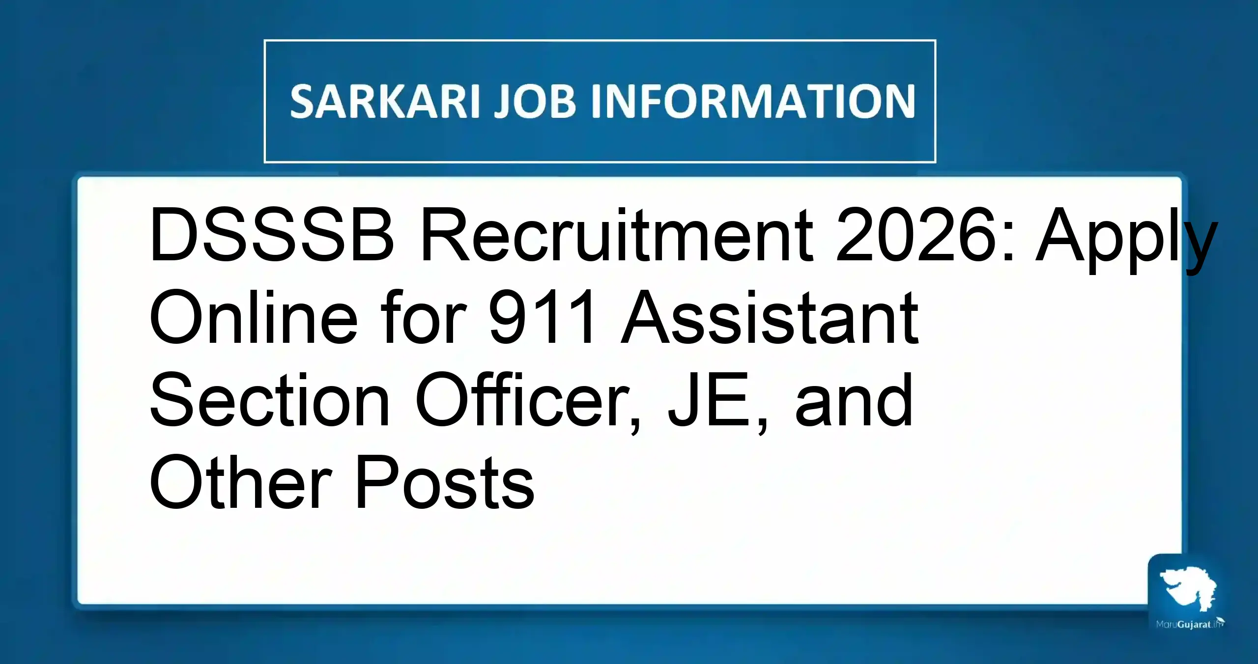 DSSSB Recruitment 2026