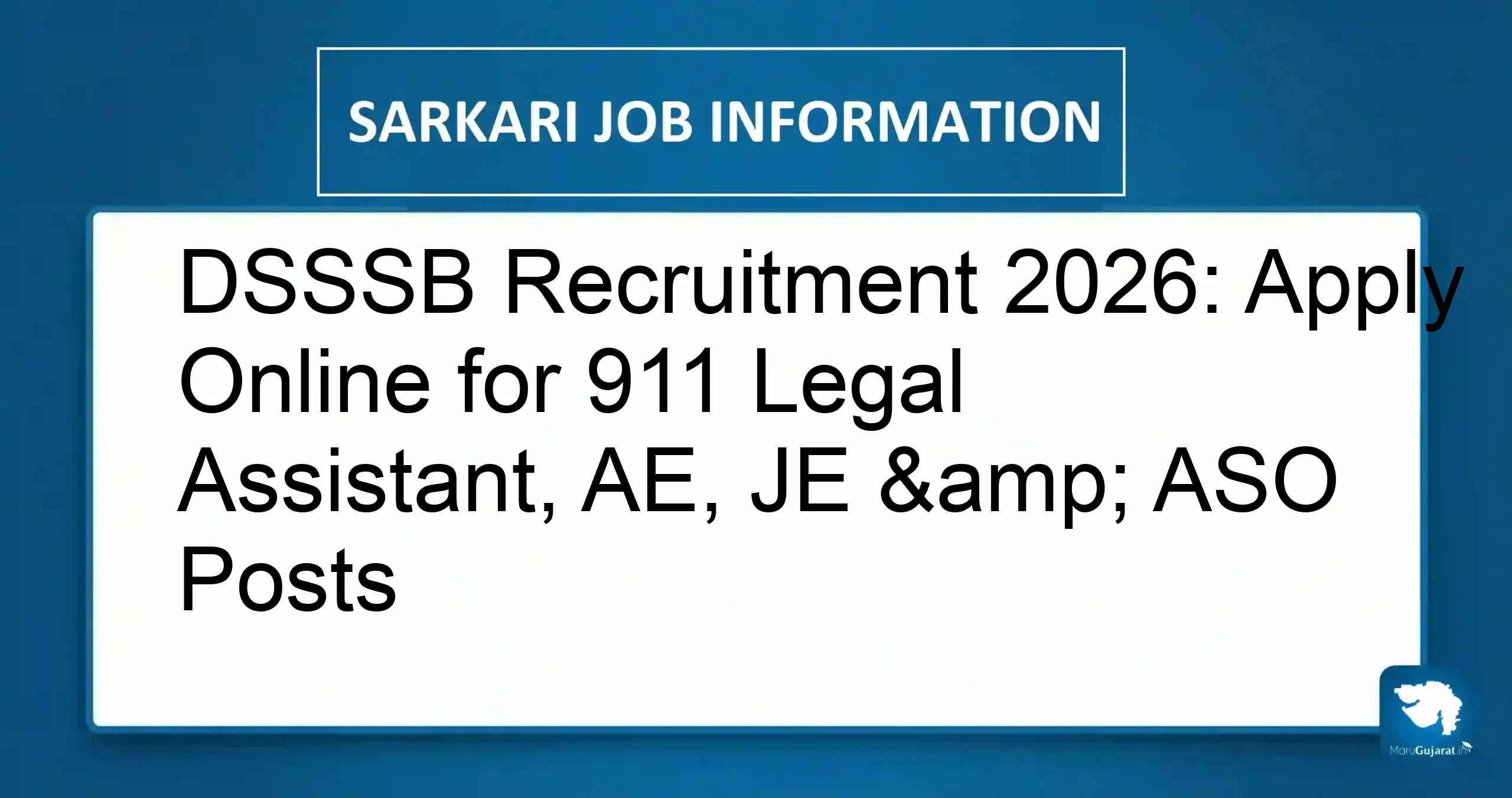 DSSSB Recruitment 2026