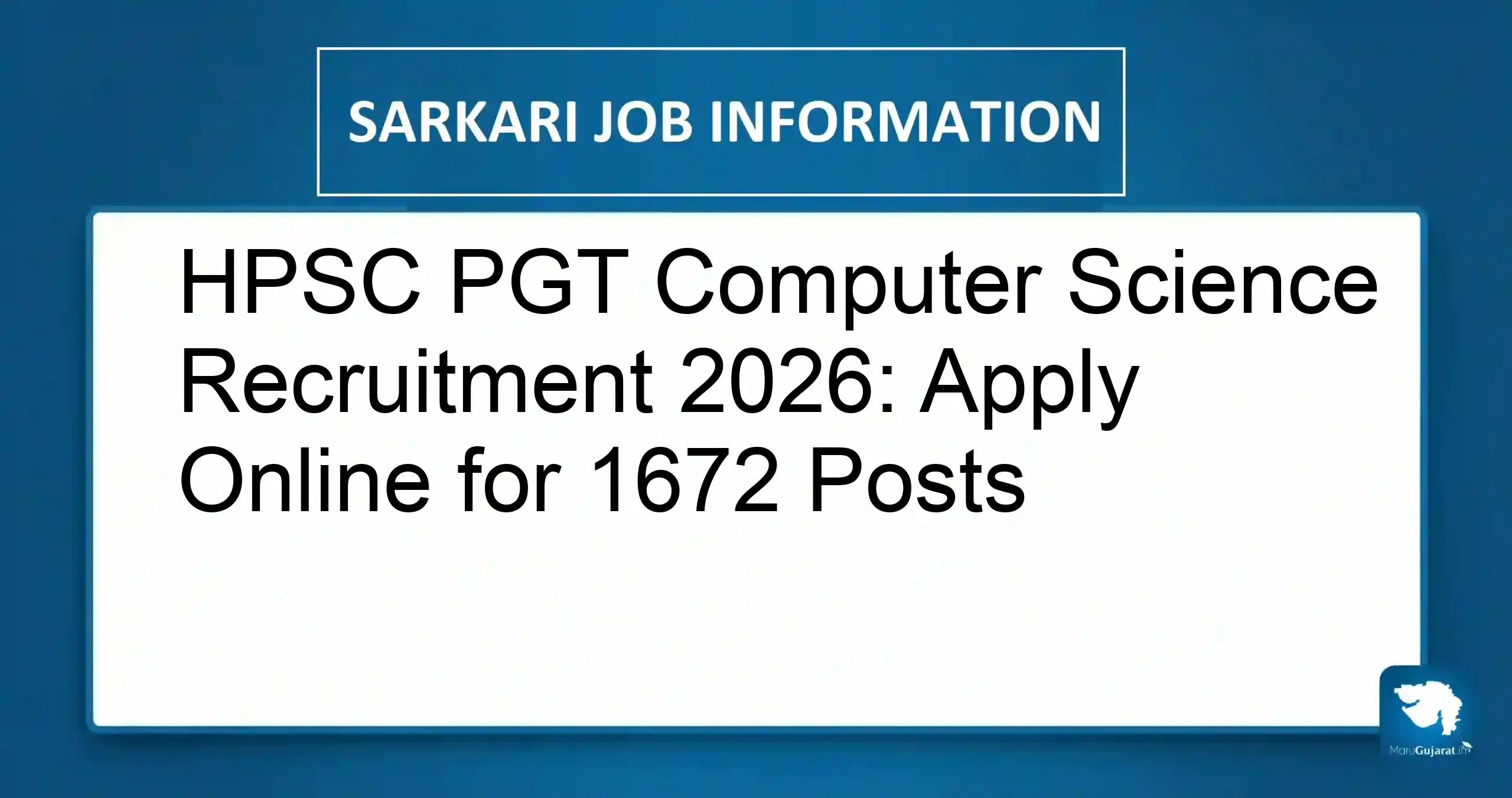 HPSC PGT Computer Science Recruitment 2026