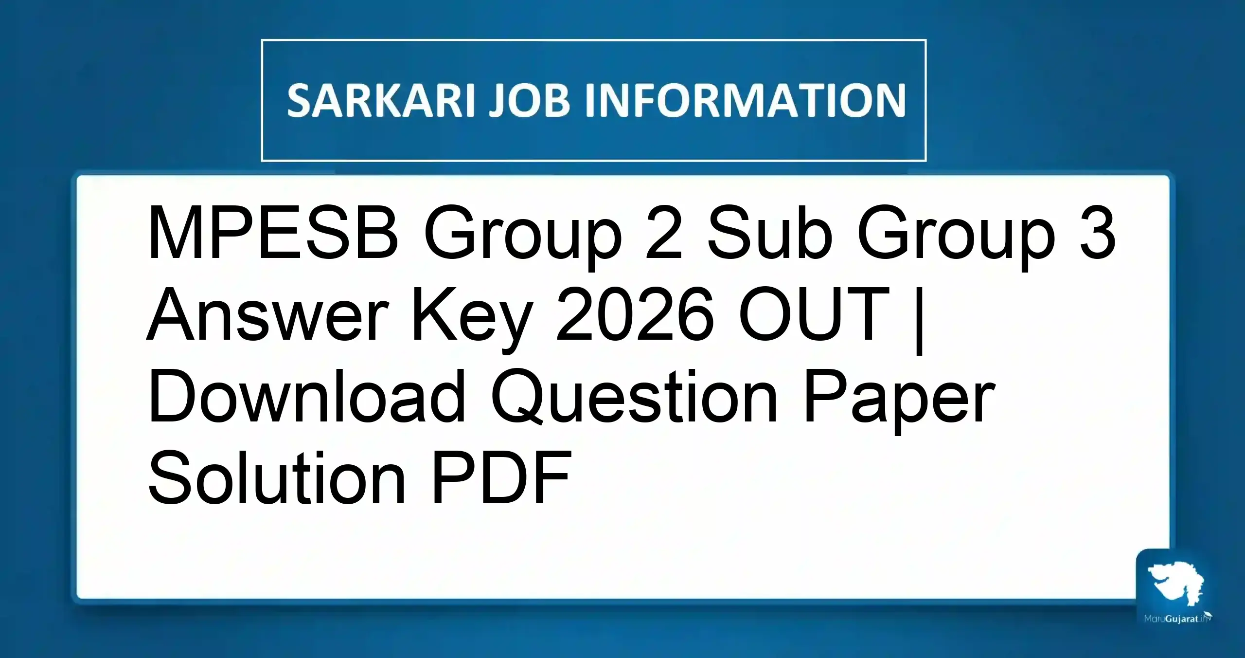 MPESB Answer Key 2026