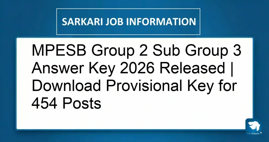 MPESB Group 2 Sub Group 3 Answer Key 2026 Released | Download Provisional Key for 454 Posts