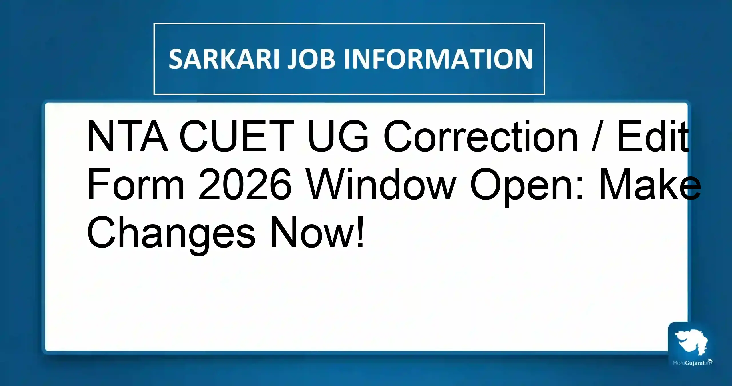NTA CUET UG Correction Form 2026