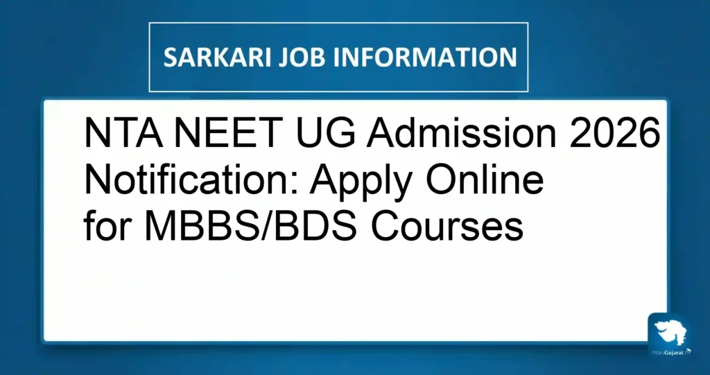 NTA NEET UG Admission 2026 Notification: Apply Online for MBBS/BDS Courses