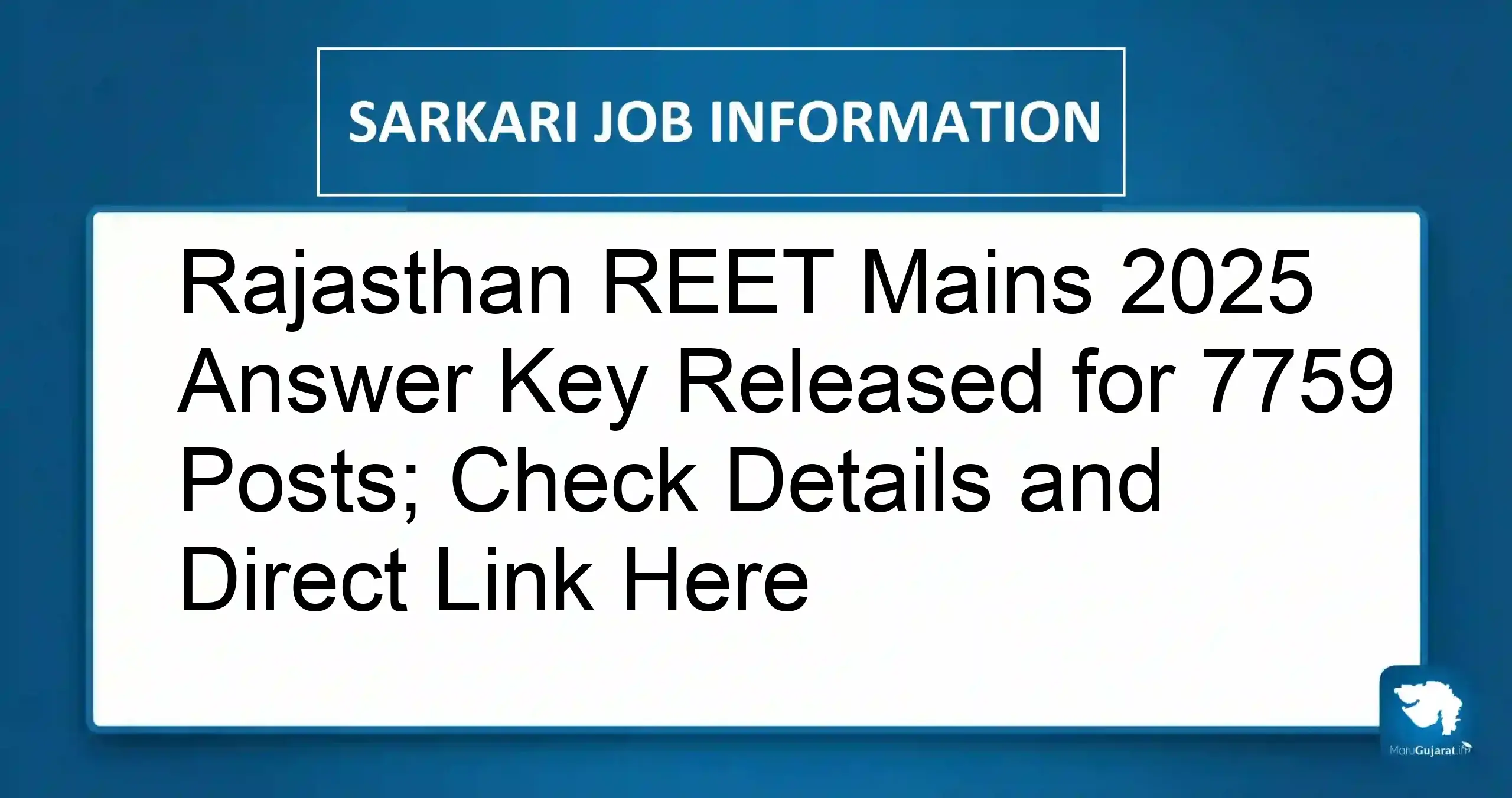 Rajasthan REET Mains Answer Key 2025