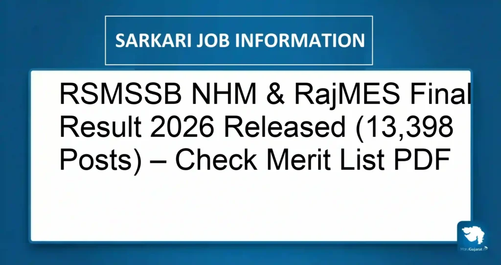RSMSSB NHM & RajMES Final Result 2026 Released (13,398 Posts) – Check Merit List PDF