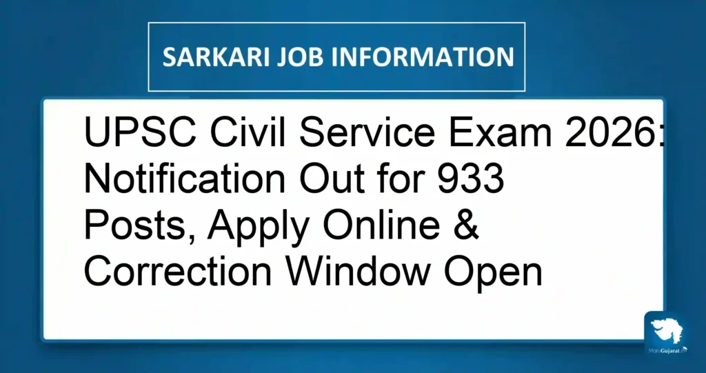 UPSC Civil Service Exam 2026: Notification Out for 933 Posts, Apply Online & Correction Window Open