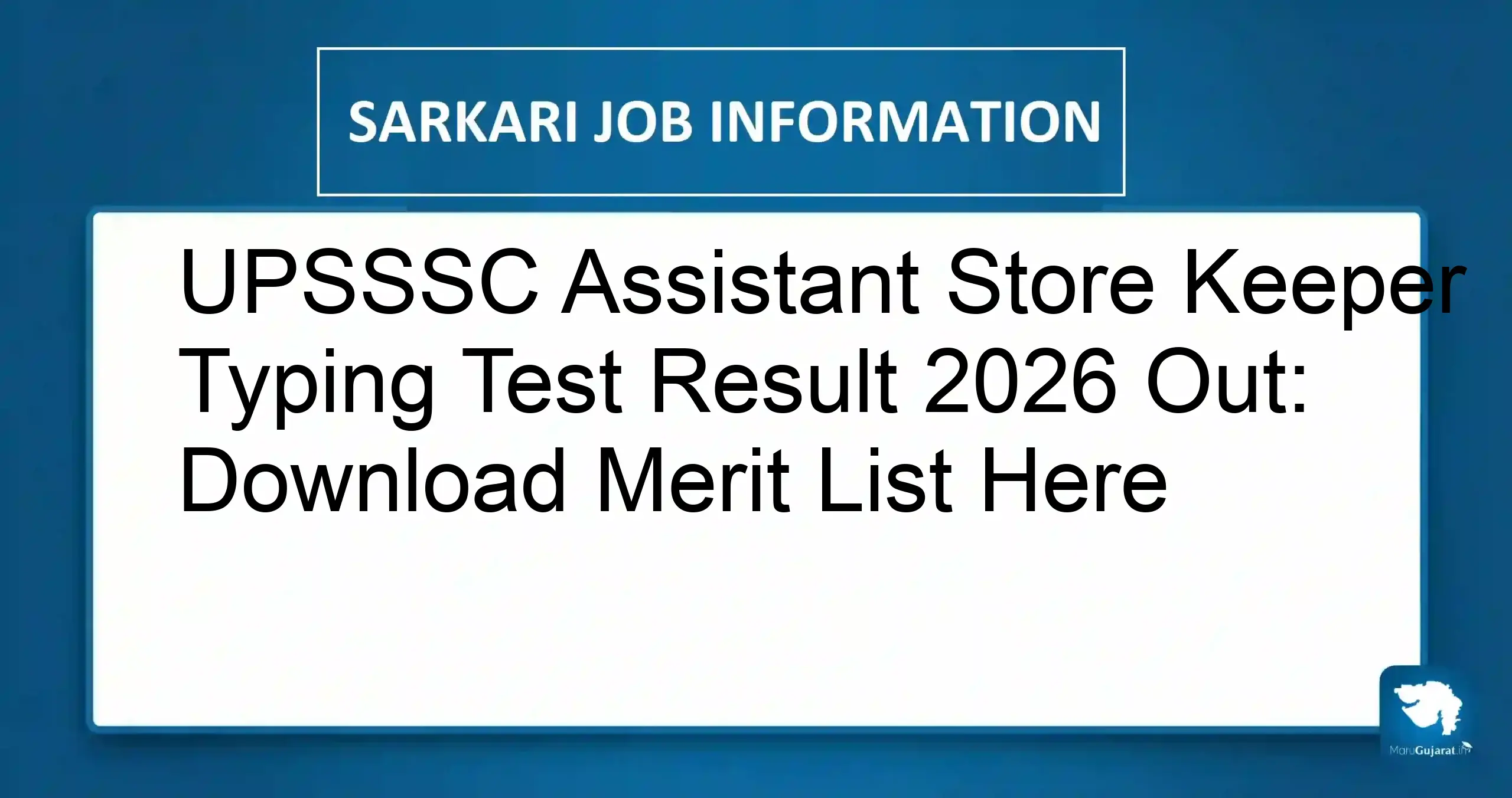 UPSSSC Assistant Store Keeper Typing Test Result 2026