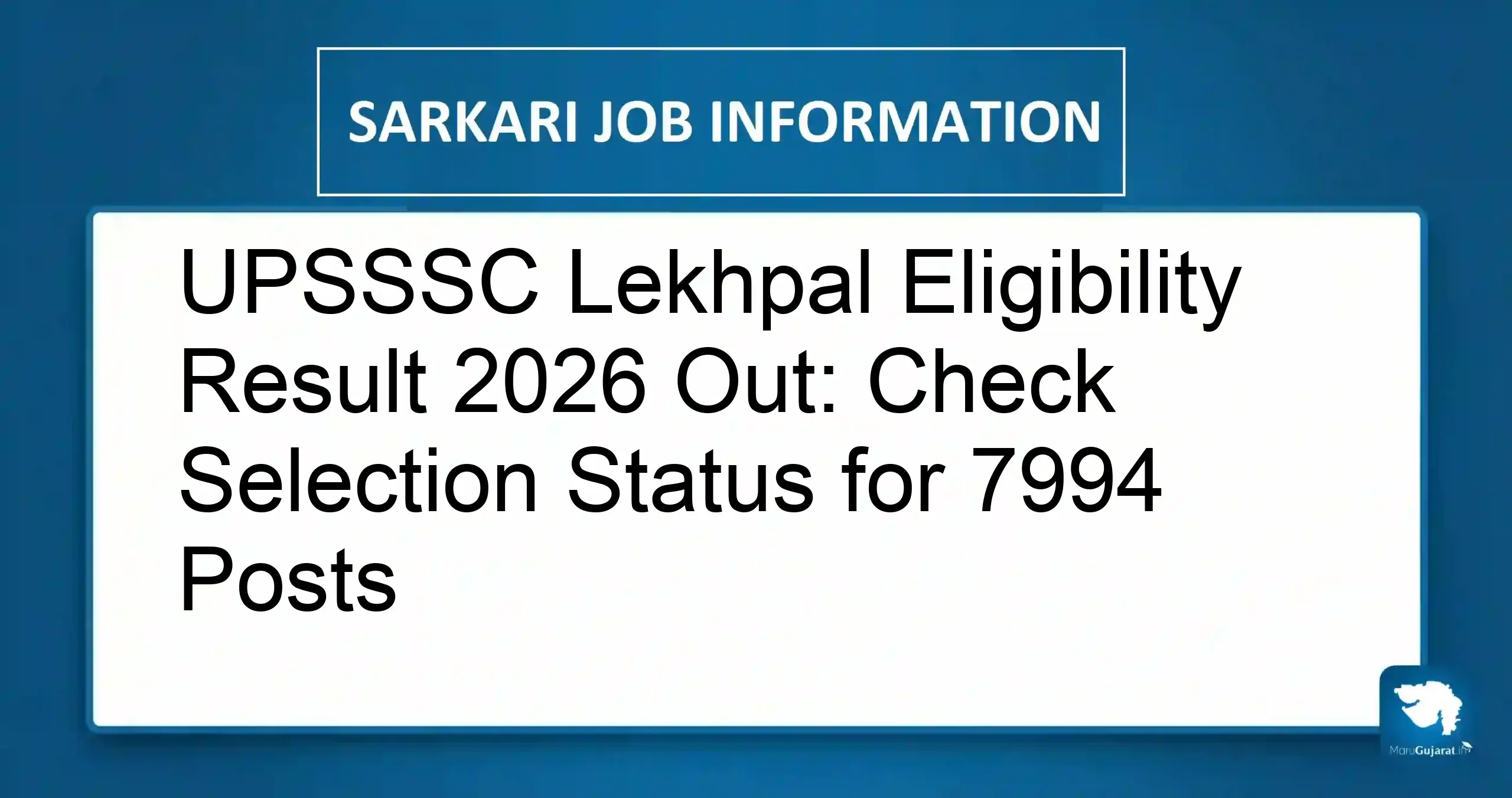 UPSSSC Lekhpal Eligibility Result 2026