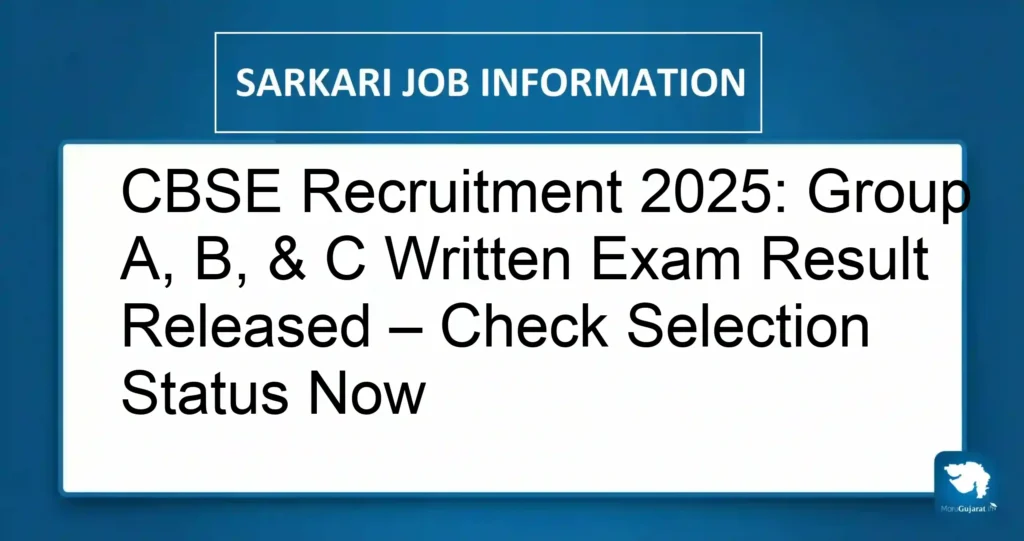 CBSE Recruitment 2025: Group A, B, & C Written Exam Result Released – Check Selection Status Now