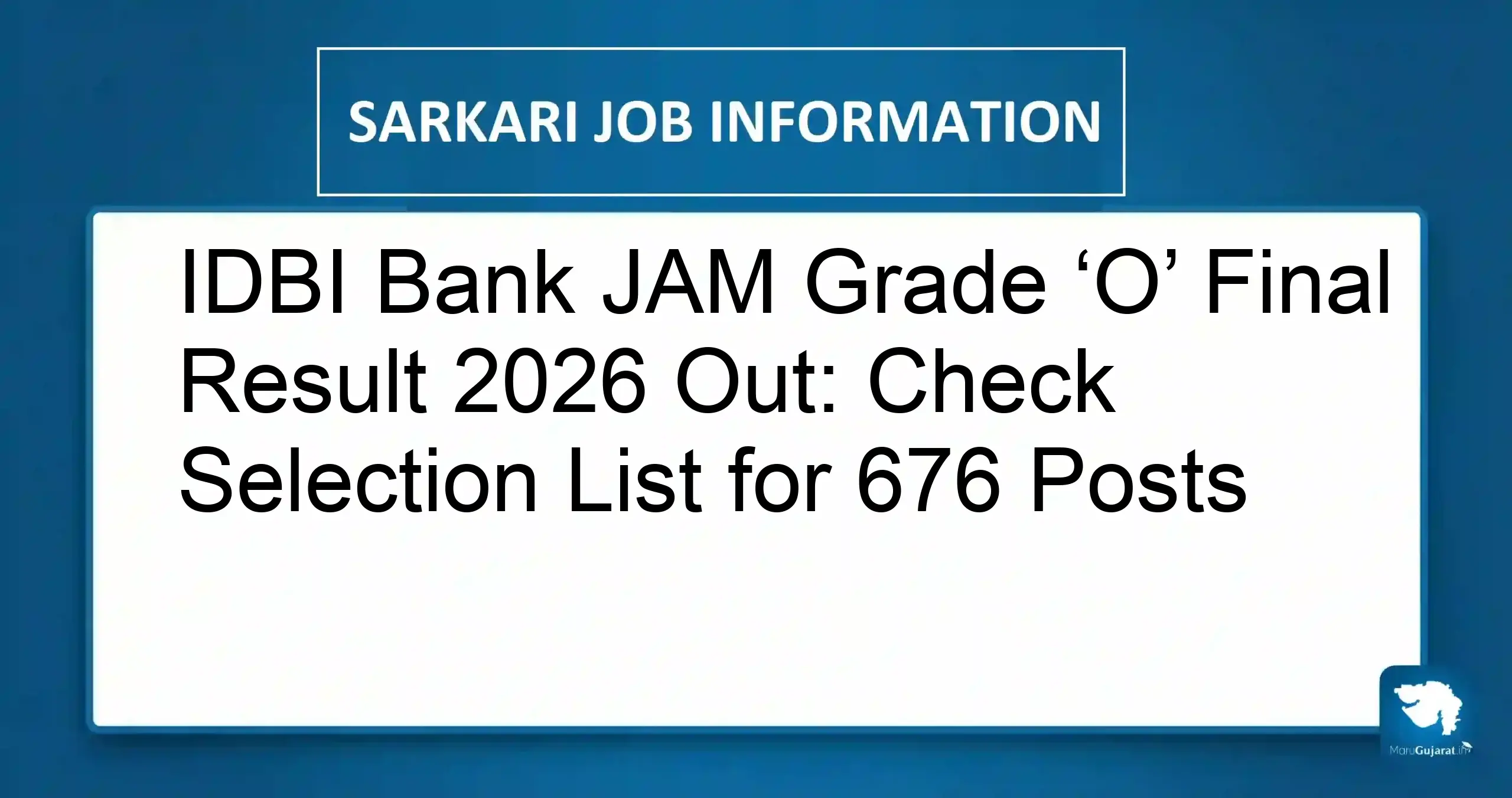 IDBI Bank JAM Final Result