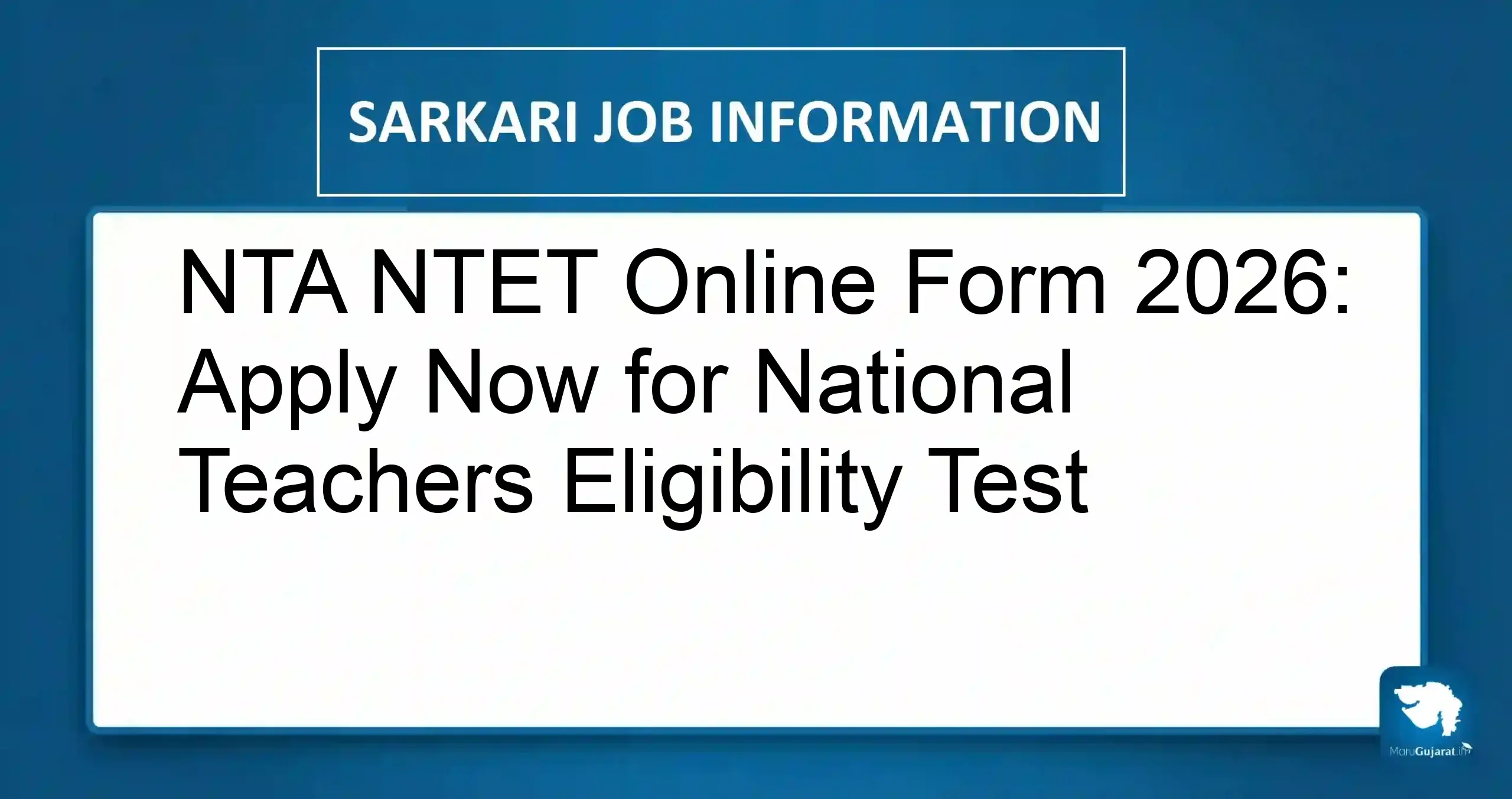 NTA NTET Online Form 2026
