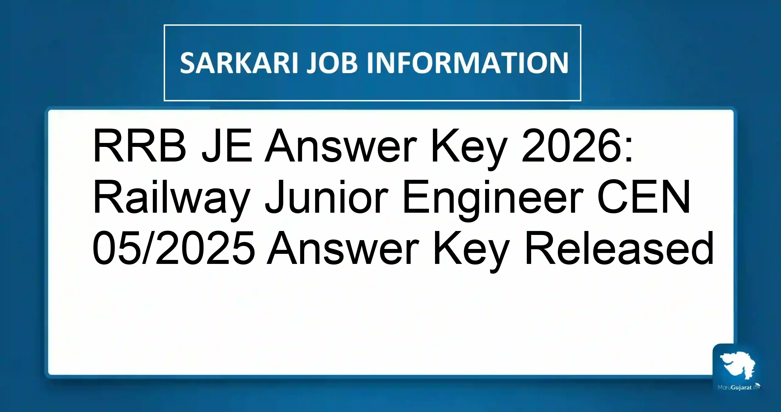 RRB JE Answer Key 2026