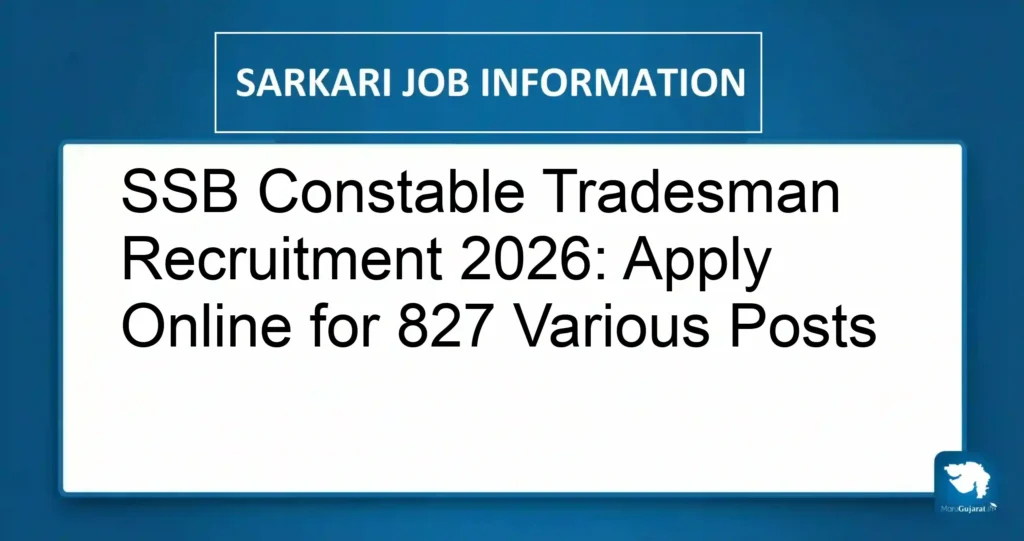 SSB Constable Tradesman Recruitment 2026: Apply Online for 827 Various Posts
