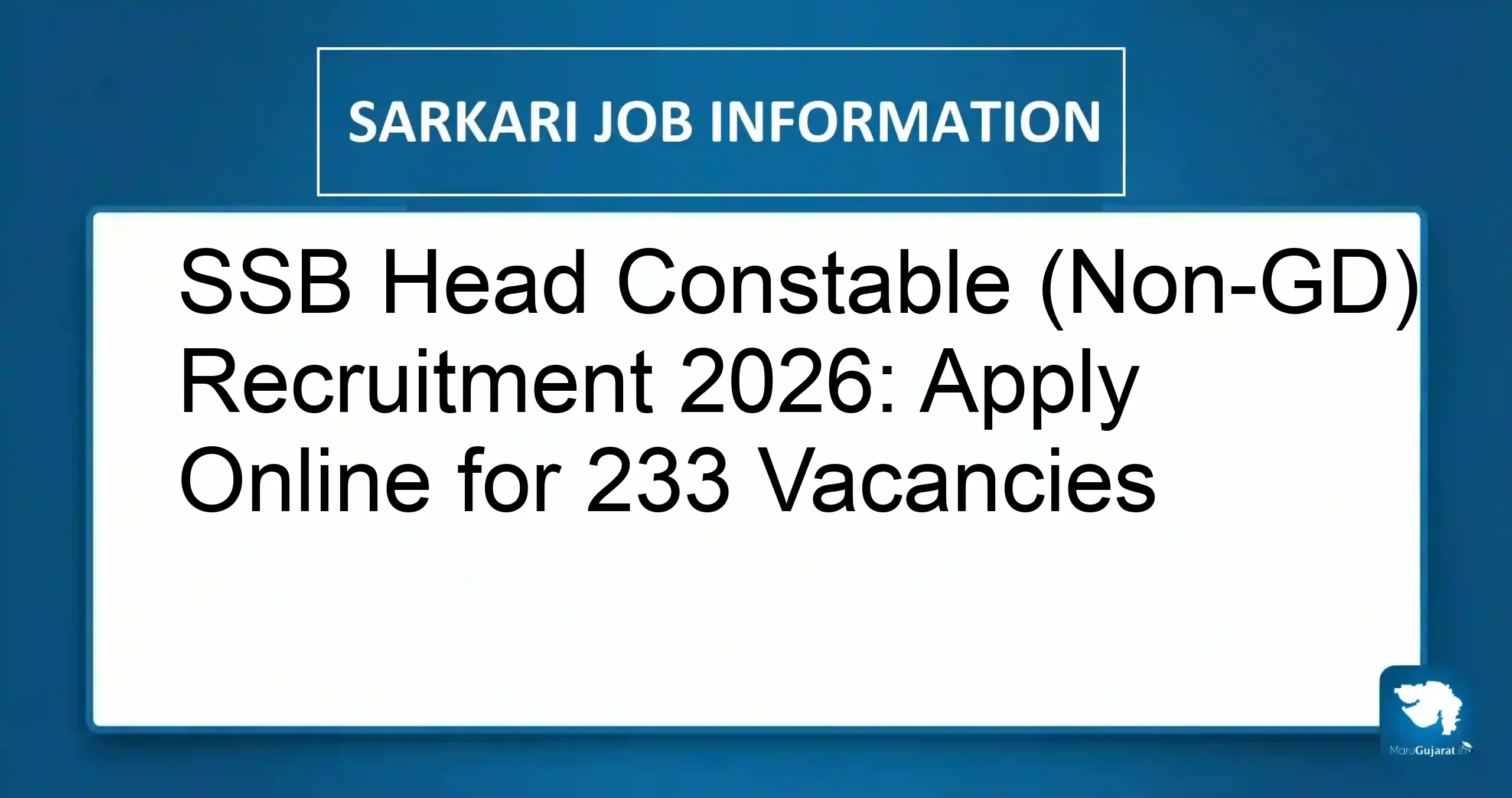 SSB Head Constable Recruitment 2026