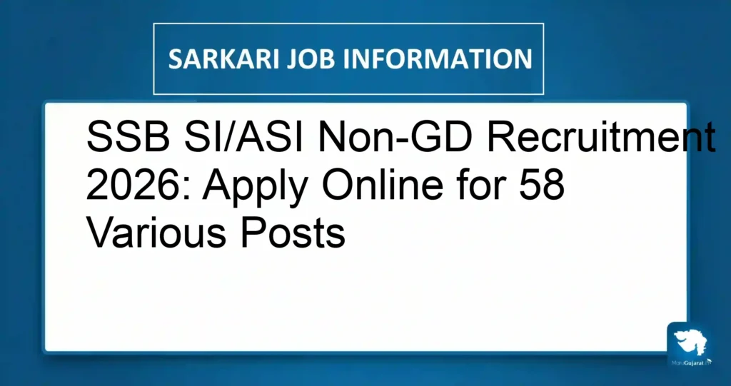 SSB SI/ASI Non-GD Recruitment 2026: Apply Online for 58 Various Posts