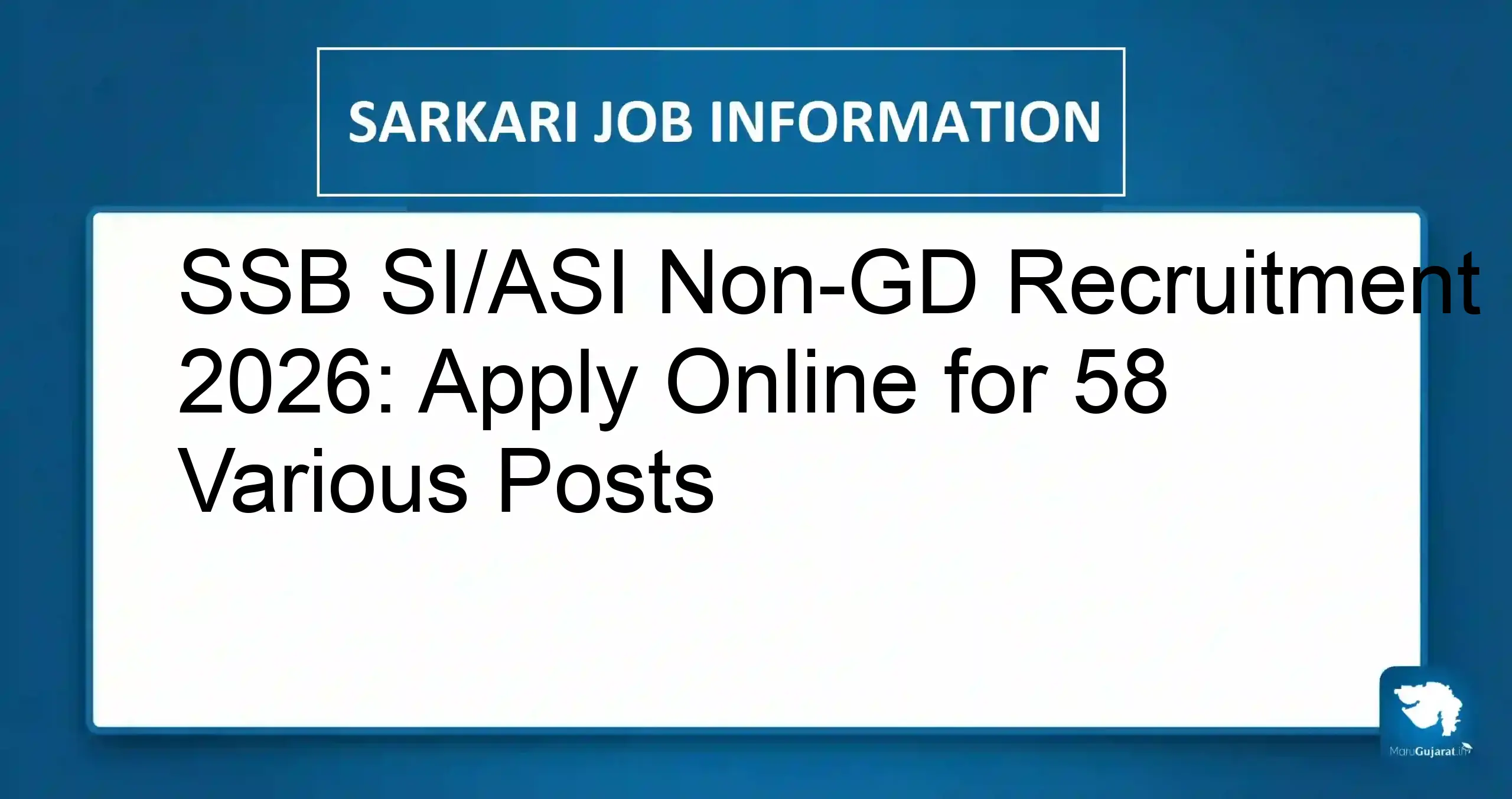 SSB SI ASI Non-GD Recruitment 2026