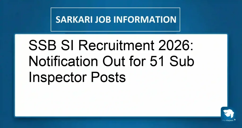 SSB SI Recruitment 2026: Notification Out for 51 Sub Inspector Posts
