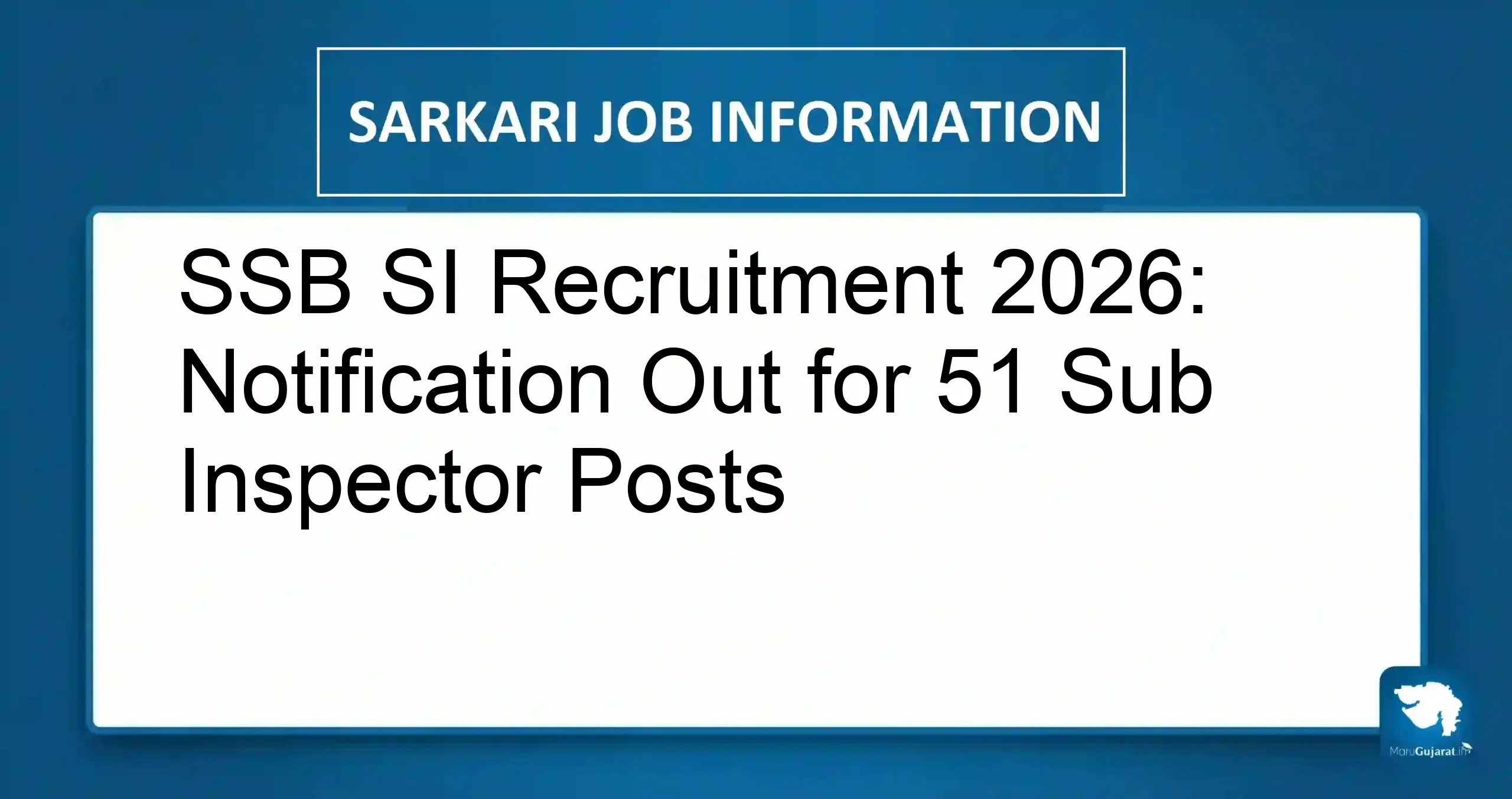 SSB SI Recruitment 2026