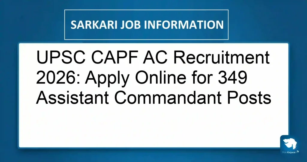 UPSC CAPF AC Recruitment 2026: Apply Online for 349 Assistant Commandant Posts