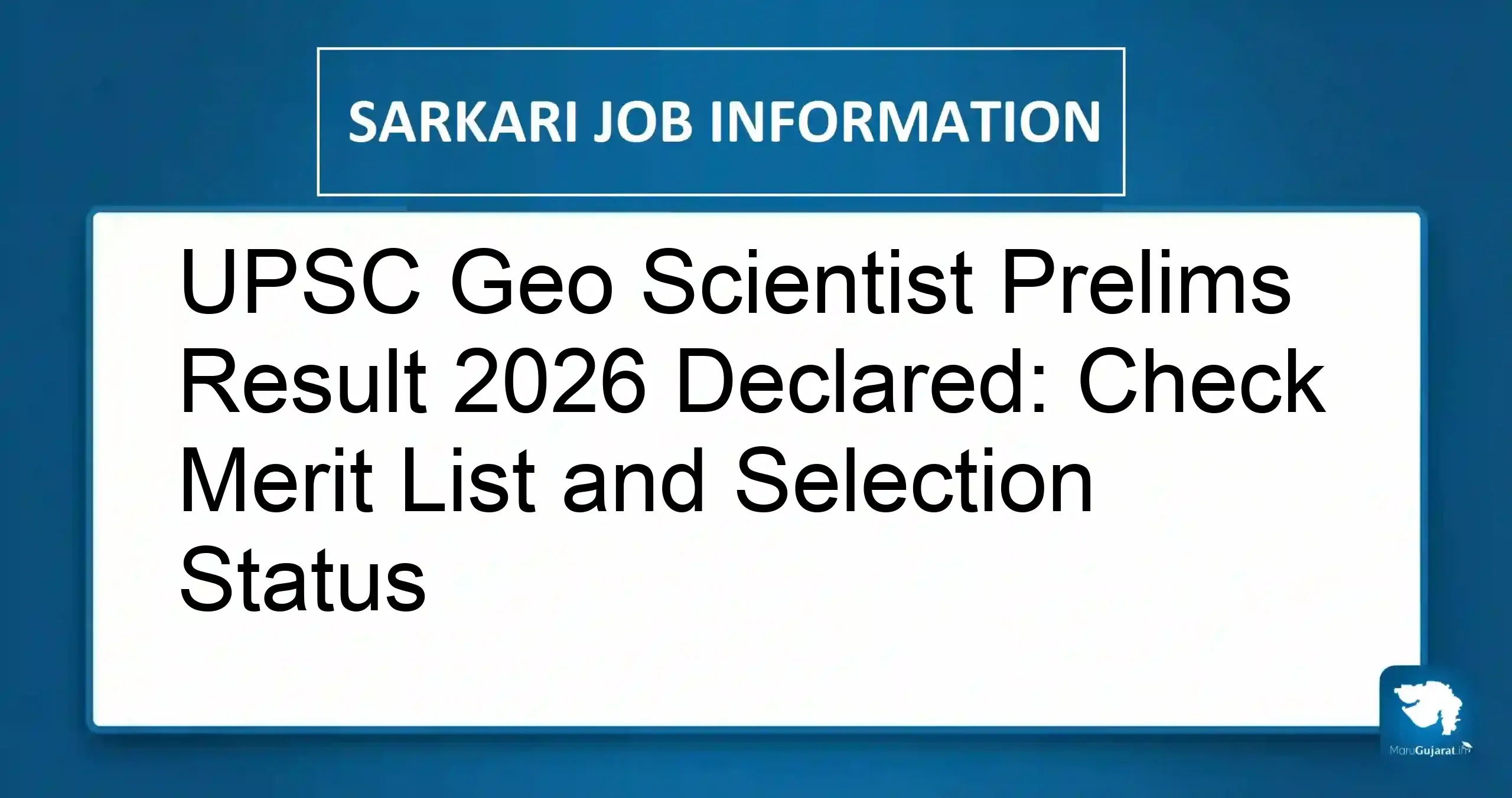 UPSC Geo Scientist Pre Result 2026