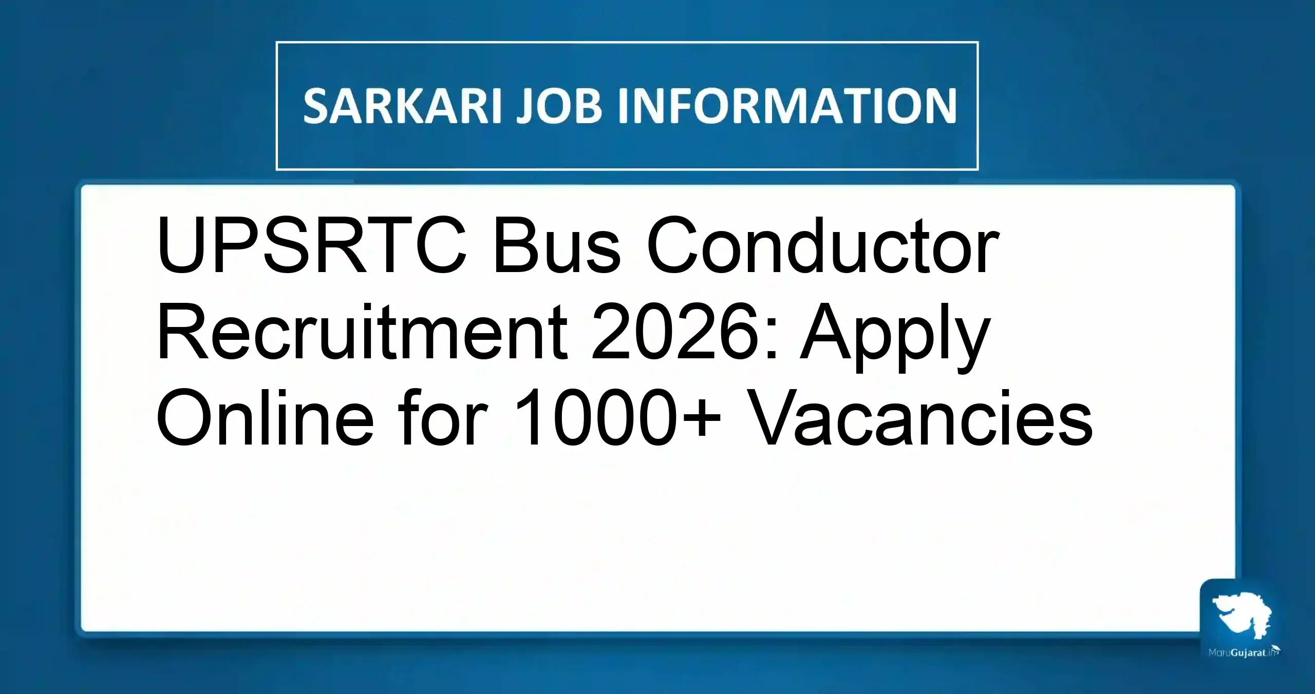 UPSRTC Bus Conductor Recruitment 2026